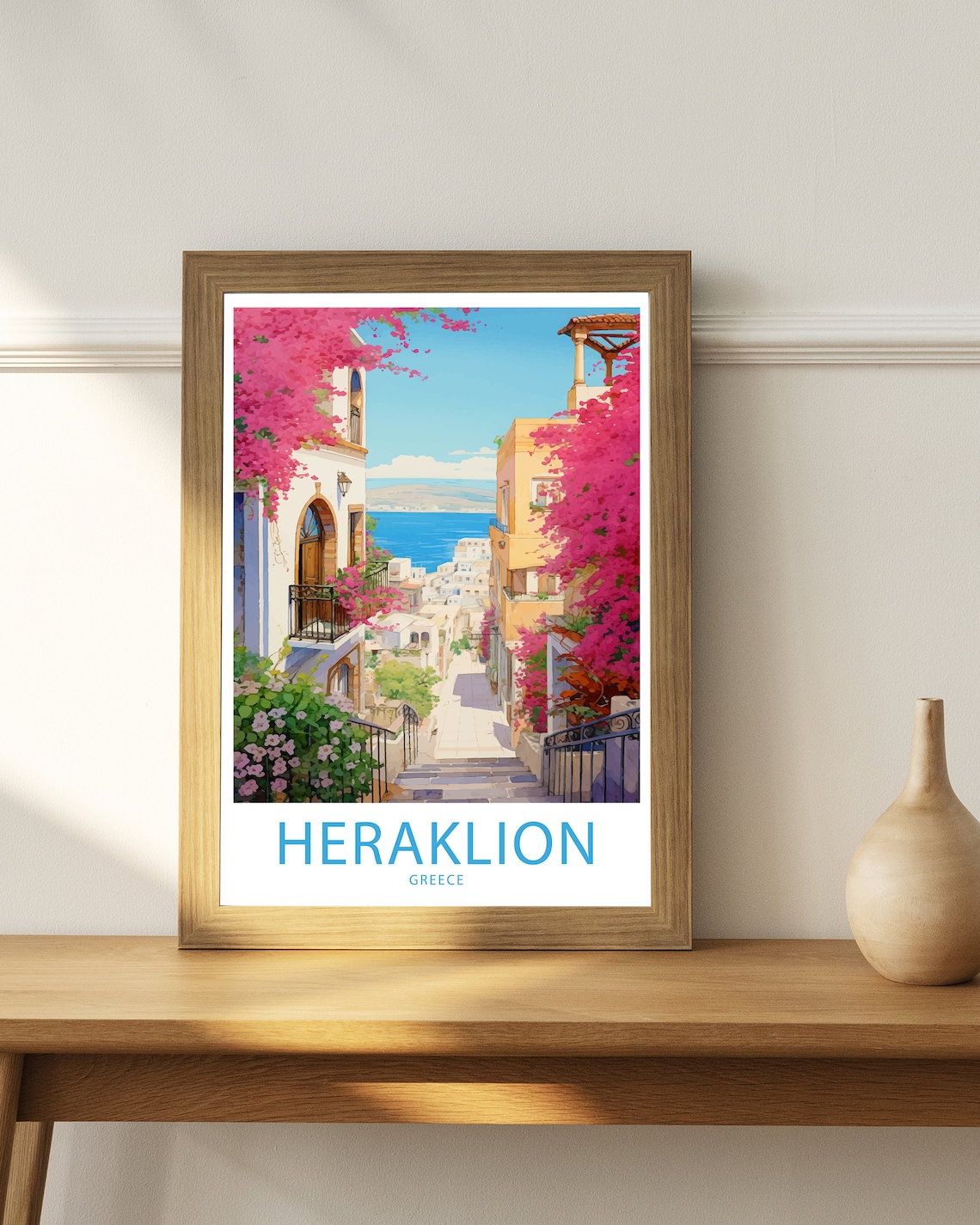 Heraklion Greece Bougainvillea Steps Sea View Retro Travel Poster - Image 4