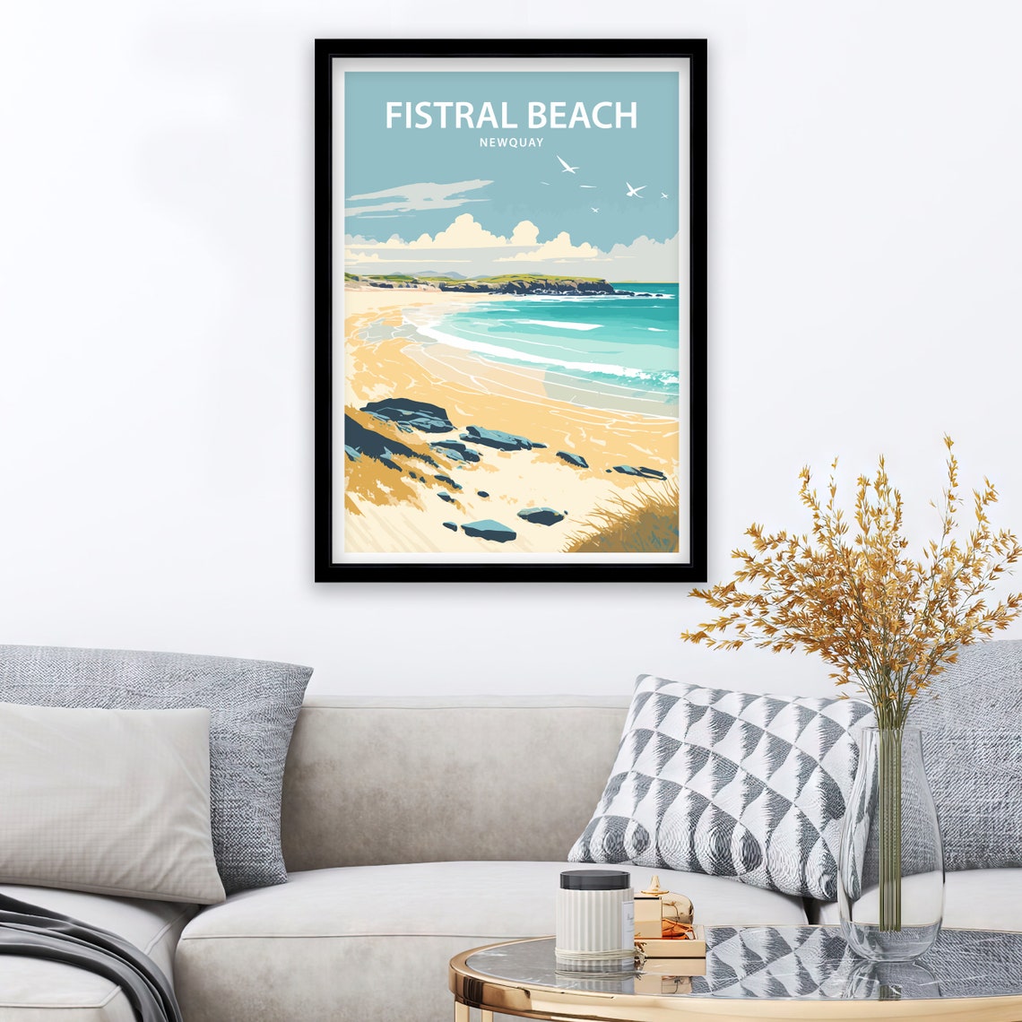 Fistral Beach Art Print Newquay Fistral Beach Cornwall Print Fistral Beach Print Newquay Print Travel Poster Fistral Beach Poster - Image 2