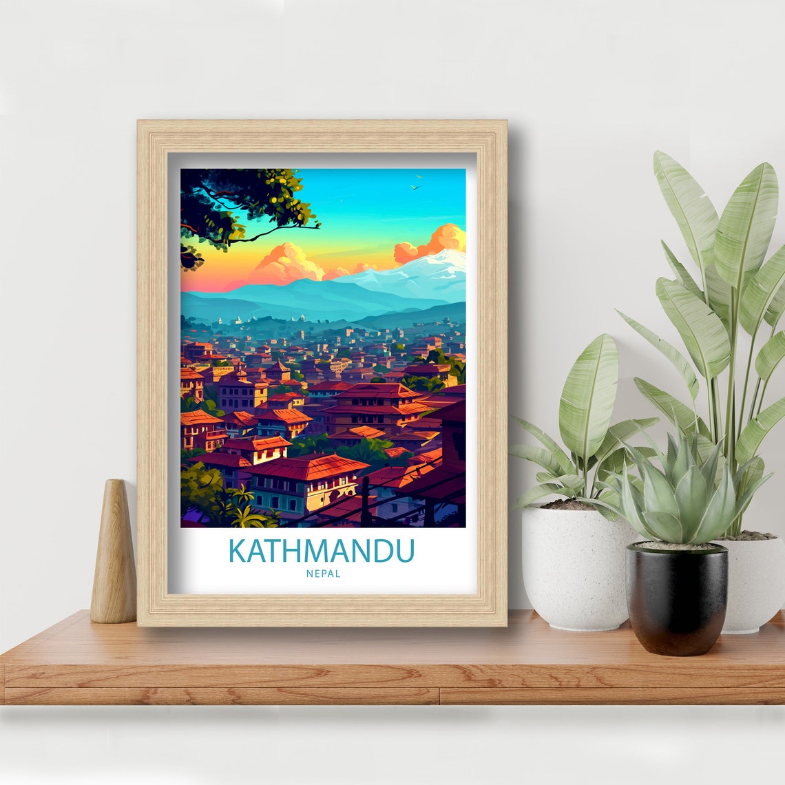 Kathmandu Nepal Sunset Cityscape Himalayan Mountain View Travel Poster - Image 5