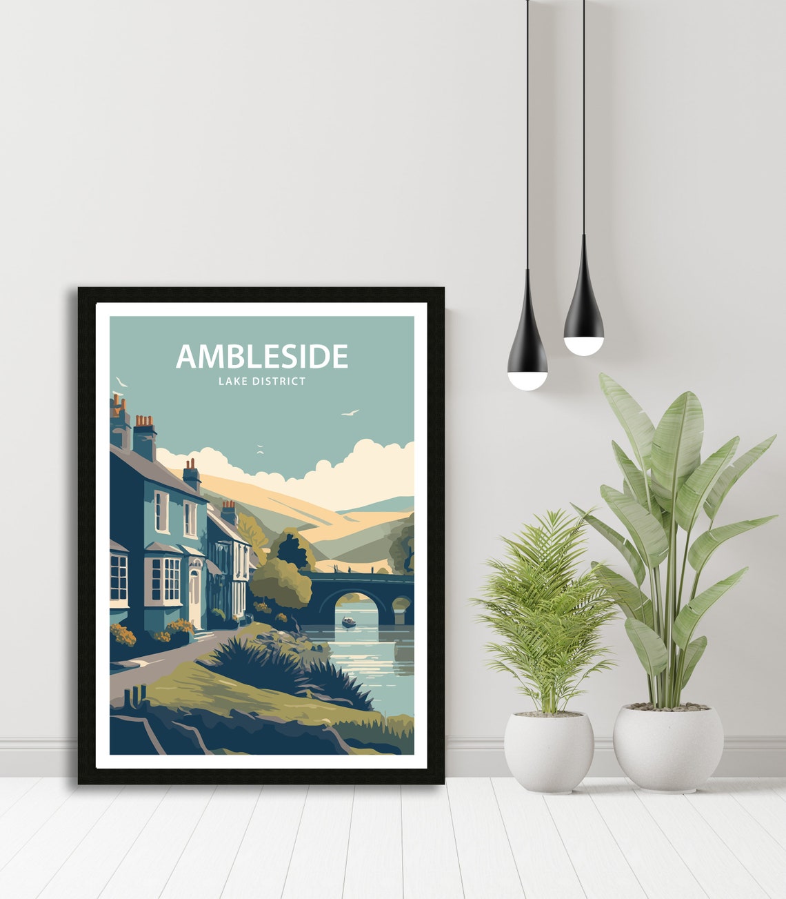 Ambleside Lake District England Riverside Bridge Vintage Travel Poster - Image 3
