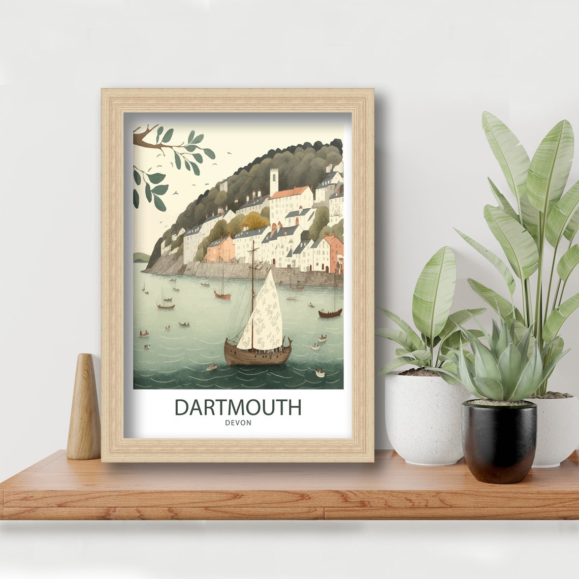 Dartmouth Devon Harbour Tall Ship Waterfront Vintage Travel Poster - Image 5