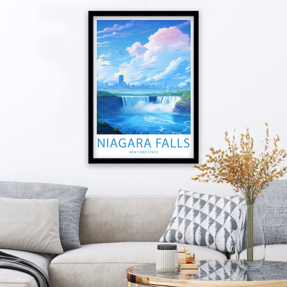 Niagara Falls New York State Falls City Skyline Illustrated Poster - Image 2