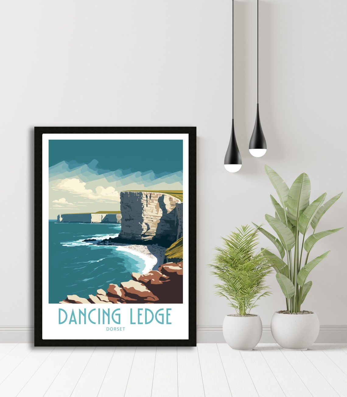 Dancing Ledge Dorset Limestone Cliffs Coast Vintage Travel Poster - Image 5