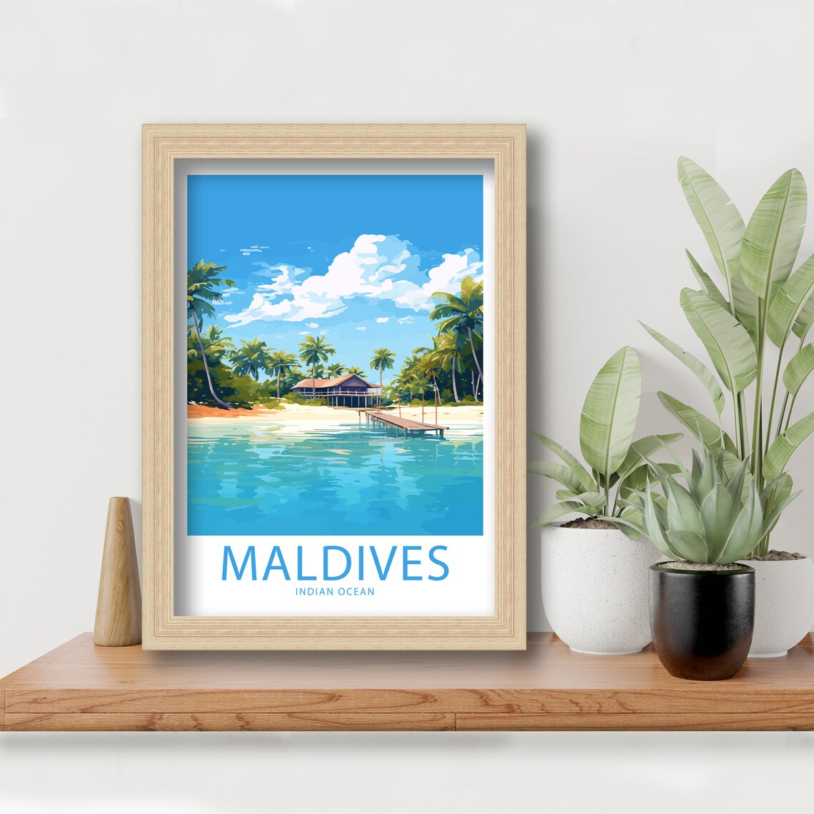 Maldives Indian Ocean Beach House Wooden Jetty Turquoise Water Poster - Image 6