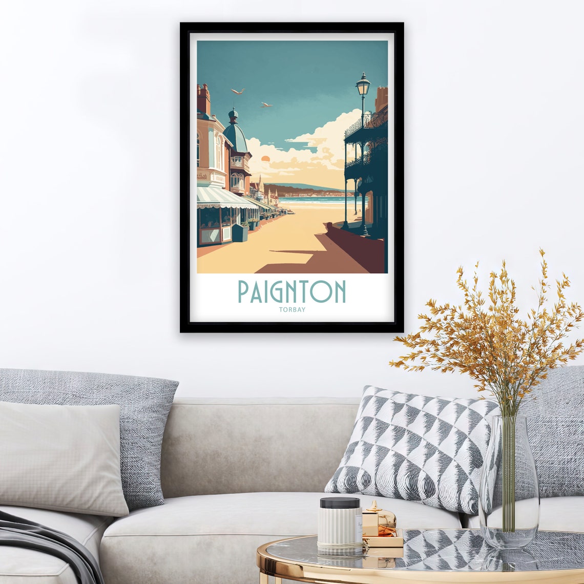 Paignton Torbay Devon Retro Beach Promenade Sunset Vintage Art Poster - Image 3