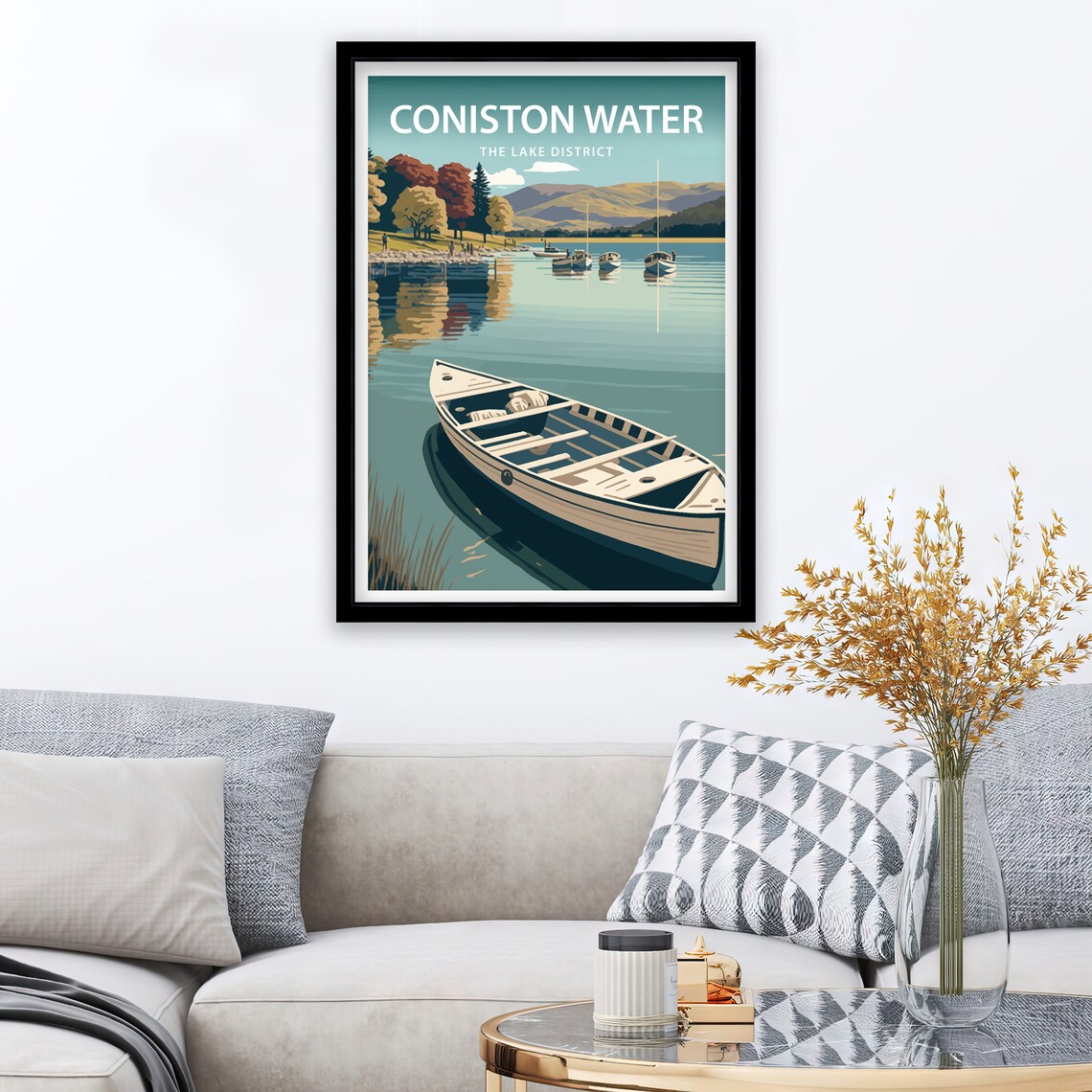 Coniston Water Travel Poster, Lake District - Image 2