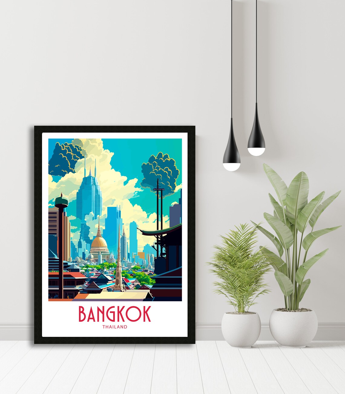 Chao Phraya River Bangkok Temple Spire And Boats Sunset Travel Poster - Image 5