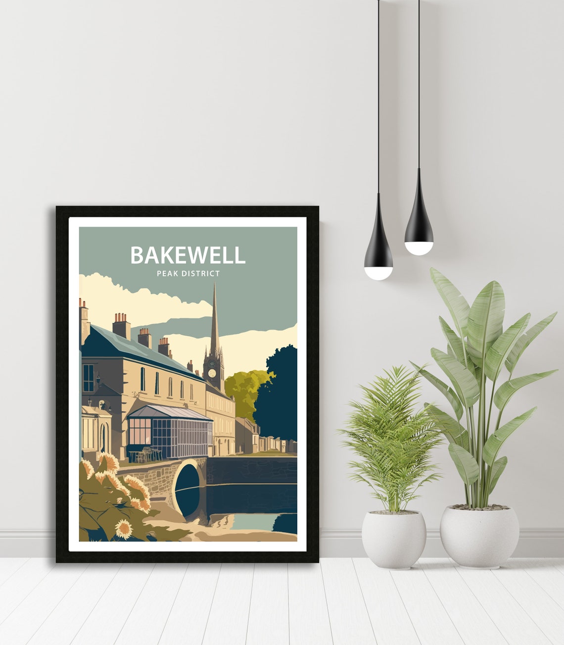 Bakewell Peak District Stone Bridge And Church Spire River View Poster - Image 5