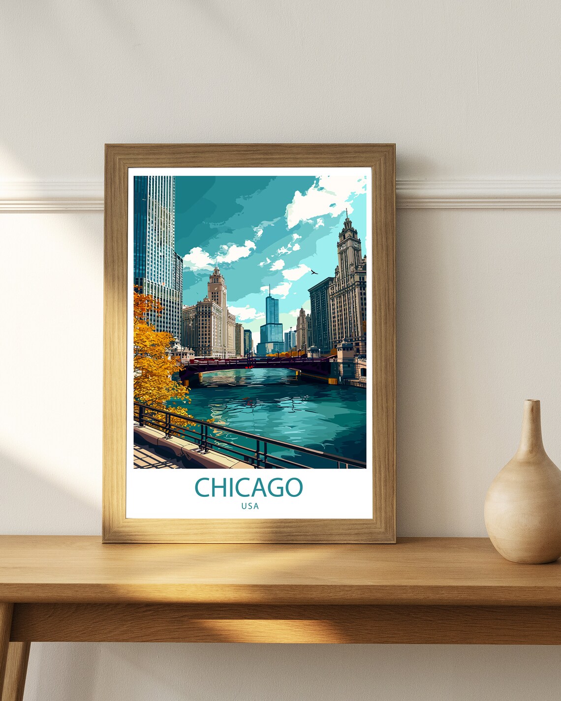 Chicago River Travel Poster, USA Wall Decor - Image 2