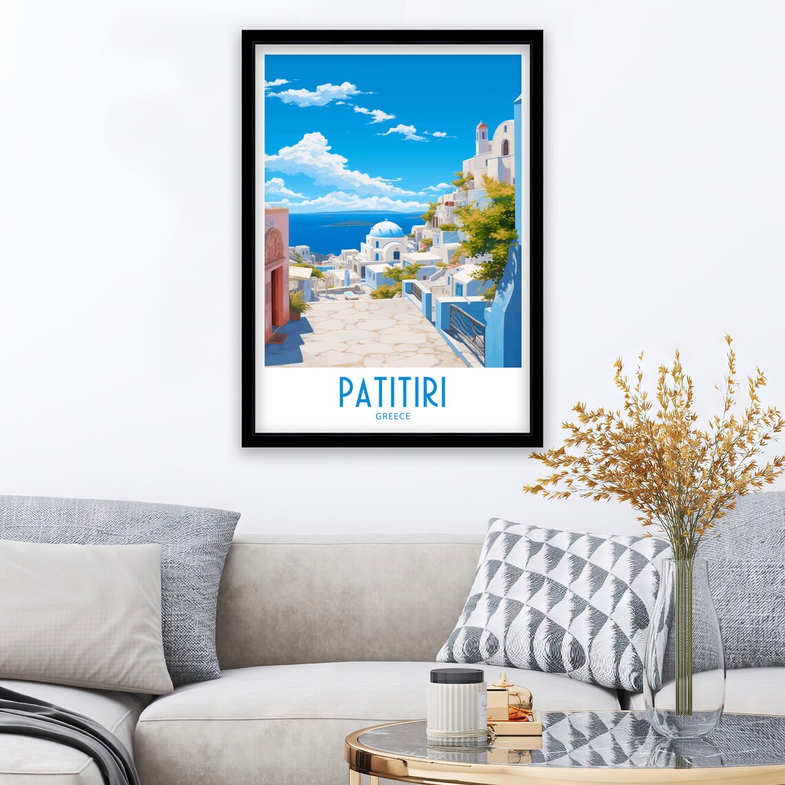 Patitiri Greece White Village Blue Dome Church Aegean Blue Sky Poster - Image 3