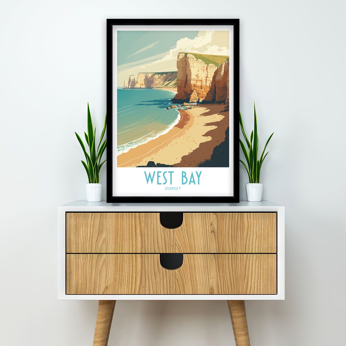 West Bay Dorset Travel Poster, Scenic Art Print - Image 3