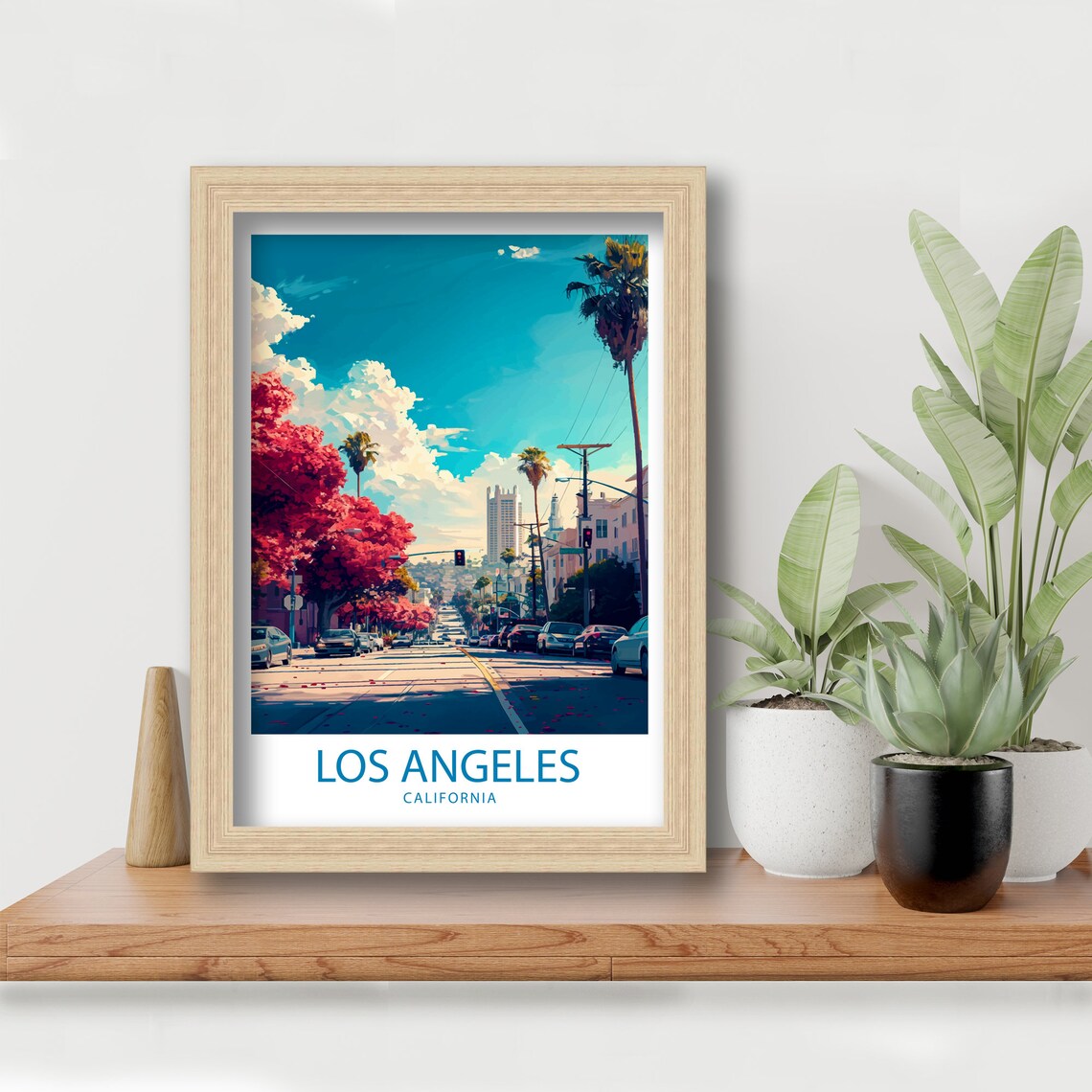 Los Angeles California Palm Tree Lined City Street Travel Poster - Image 5
