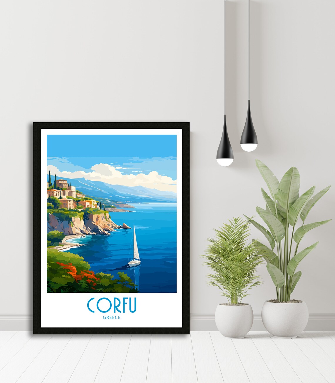 Corfu Greece Travel Poster, Home Decor Art Print - Image 5
