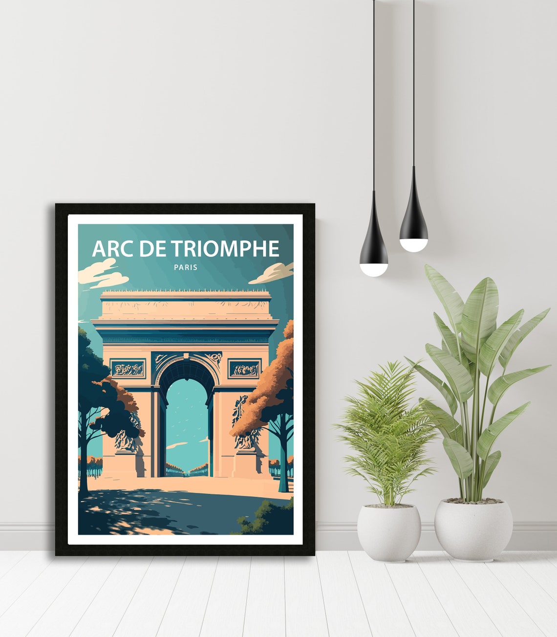 Arc de Triomphe Paris Monument Avenue Trees Retro Travel Poster - Image 4