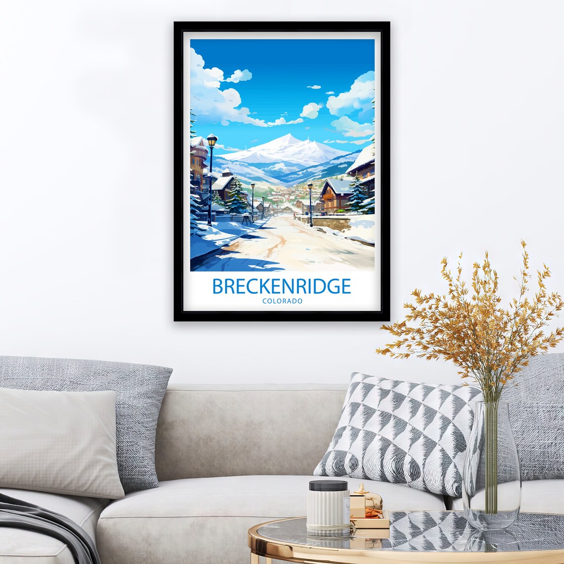 Breckenridge Colorado Snowy Alpine Village Winter Ski Scene Poster - Image 2