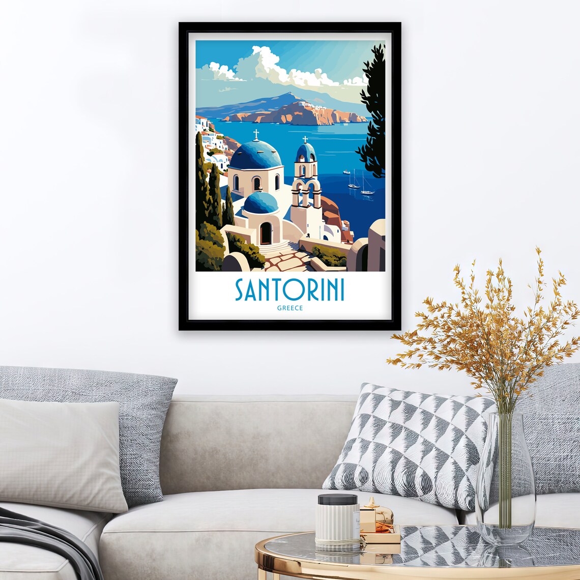 Santorini Greece Travel Poster, Home Decor Art Print - Image 3