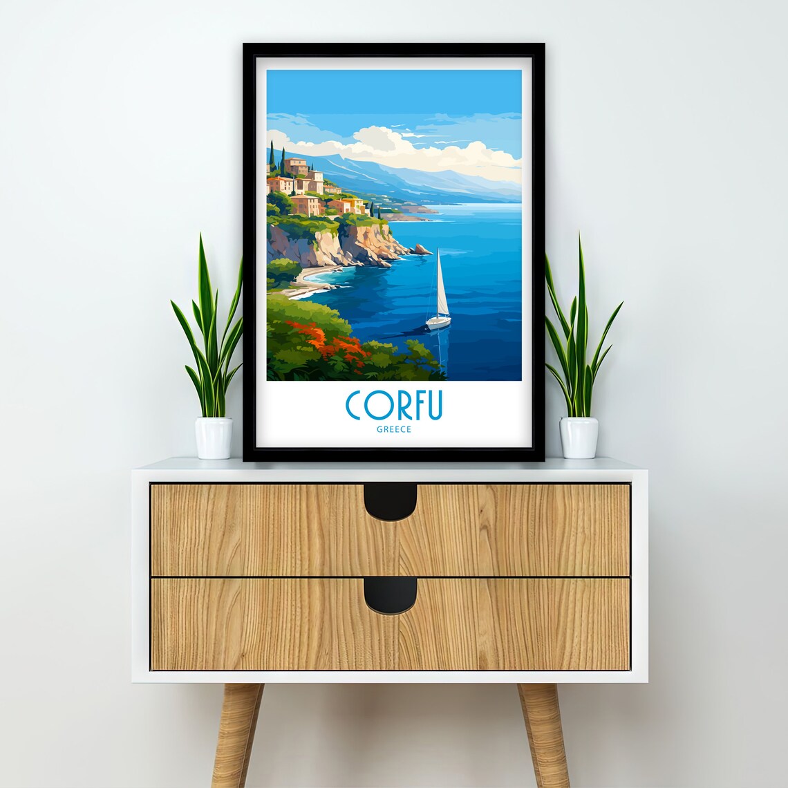Corfu Greece Travel Poster, Home Decor Art Print - Image 2