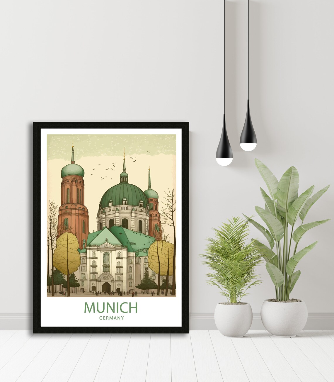 Munich Germany Grand Domed Cathedral Autumn City Travel Poster - Image 4