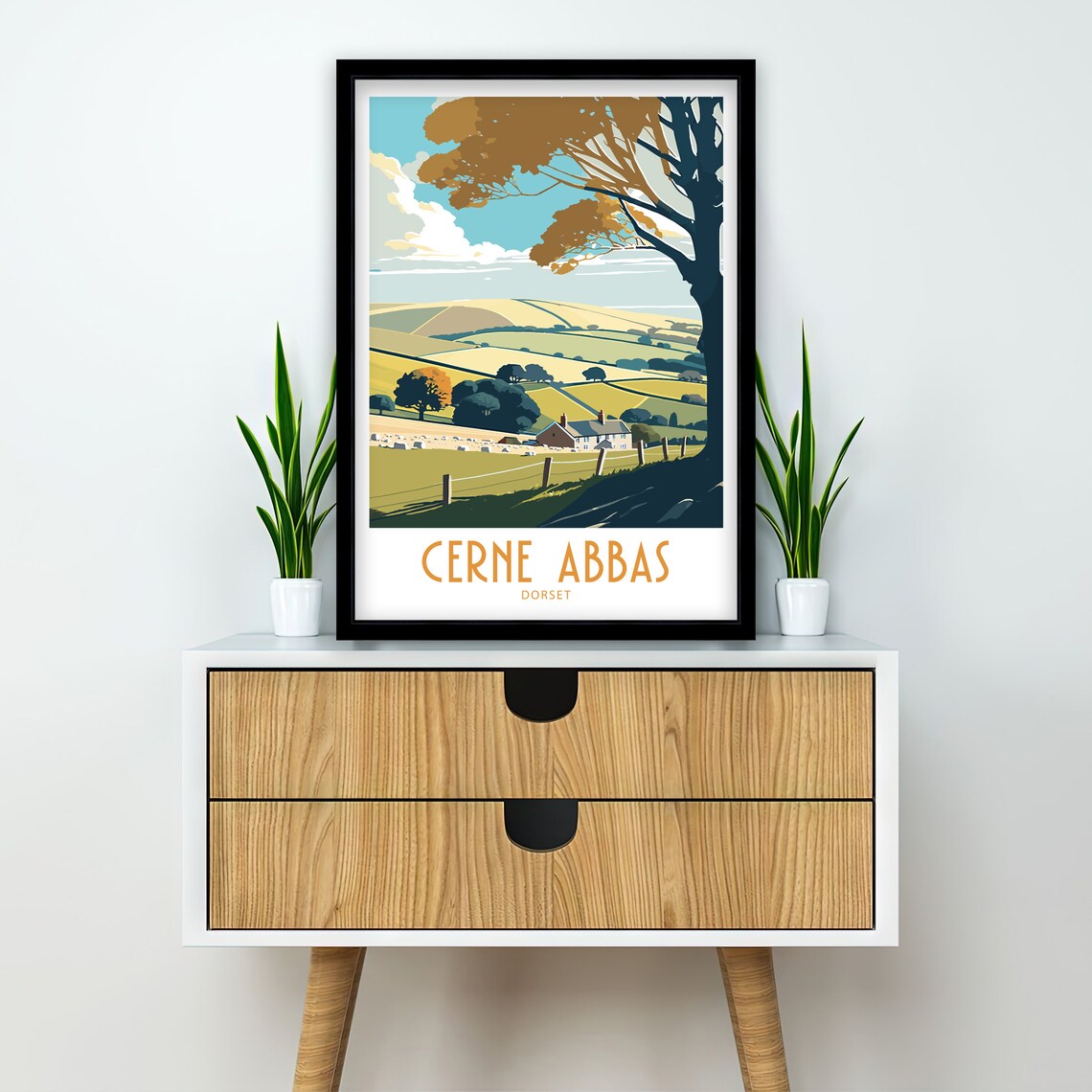 Cerne Abbas Dorset Travel Poster, Scenic Art Print - Image 2