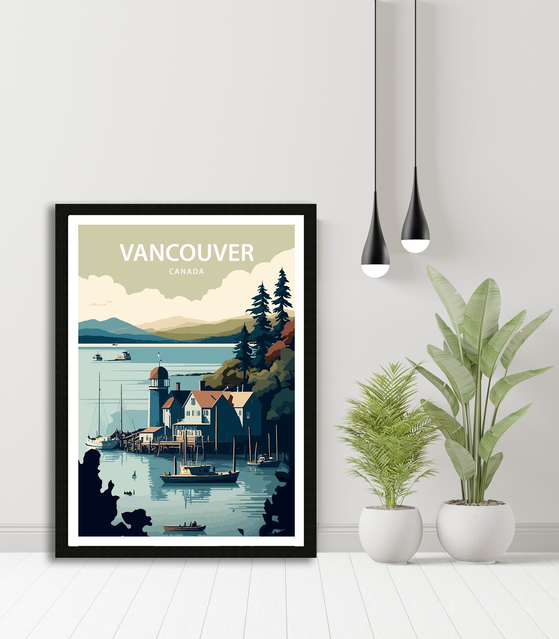 Vancouver Canada Harbor Boats Pine Shore Vintage Travel Poster - Image 4