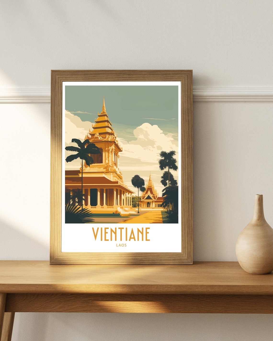 Vientiane Travel Print Vientiane Wall Art Vientiane Laos Home Living Decor Vientiane Laos Illustration Travel Poster Gift For Vientiane Laos - Image 4