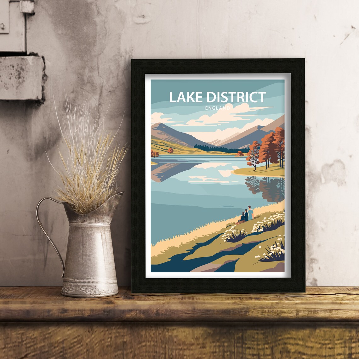Lake District England Autumn Lakeshore Vintage Travel Poster - Image 5
