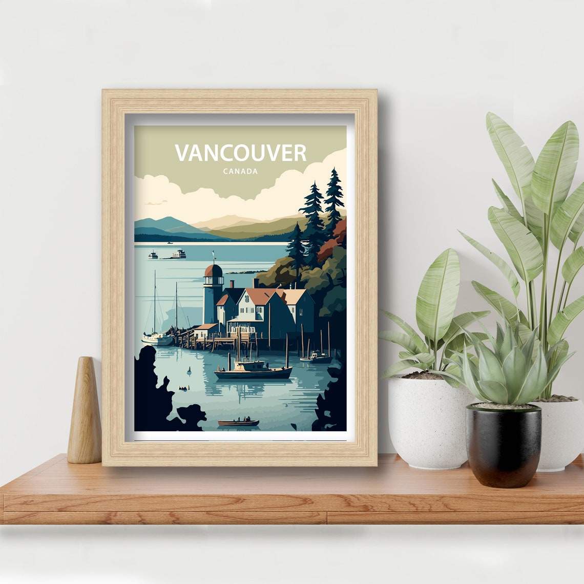 Vancouver Canada Harbor Boats Pine Shore Vintage Travel Poster - Image 5
