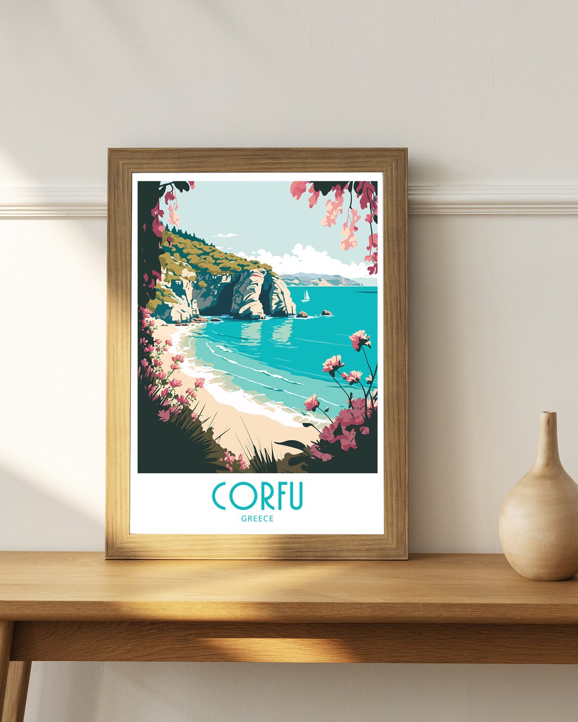 Corfu Greece Travel Poster, Europe Wall Art - Image 4