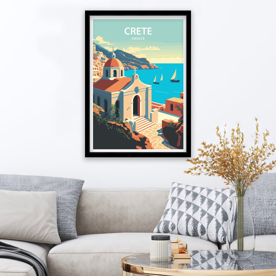 Crete Art Print Crete Art Poster Travel Poster Greece Travel Print Greece Poster Crete Print Travel Poster Crete Travel Print - Image 2