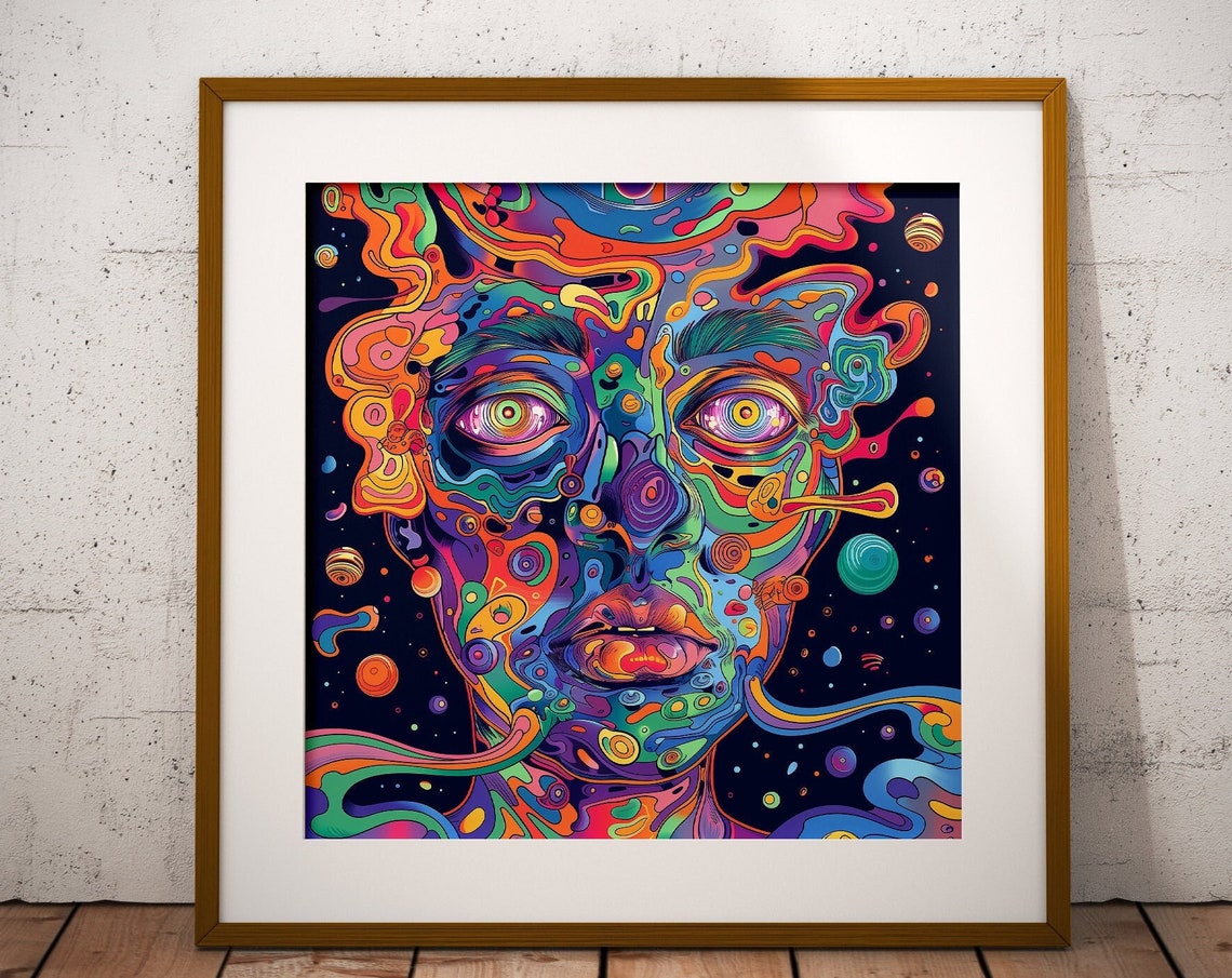 Psychedelic Melting Face Trippy Surreal Visionary Art Poster