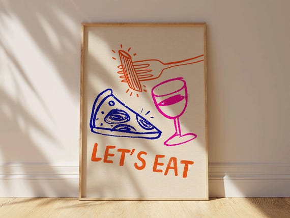 Italian Wall Art Food Wall Art Kitchen Wall Art Bold Typography Print Painting Print Living Room Art Typography Wall Art Pizza Poster