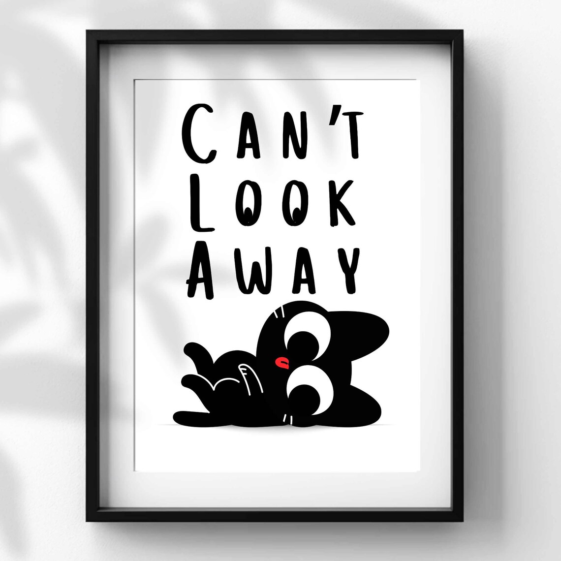 Can't Look Away Rolling Black Cat Funny Bathroom Quote Poster - Image 3