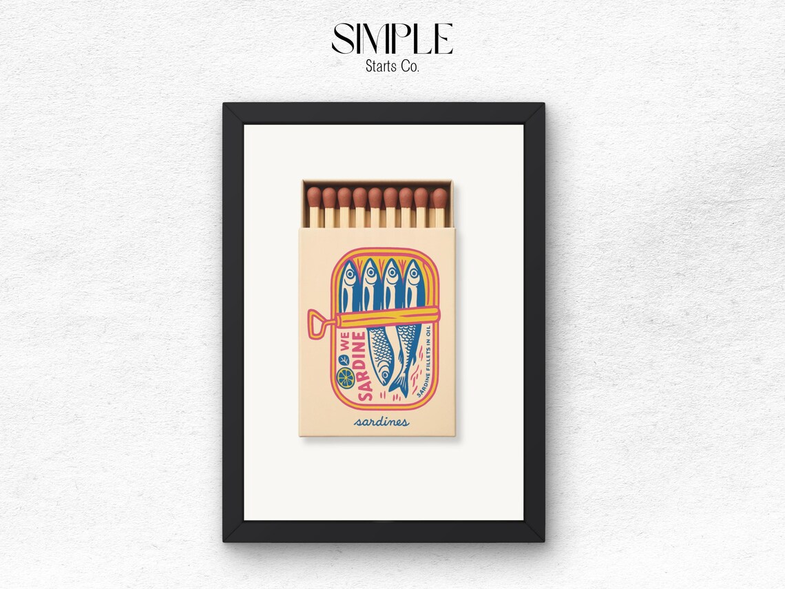 Retro Sardine Matchbox Kitchen Art Print We Sardine Fillets in Oil
