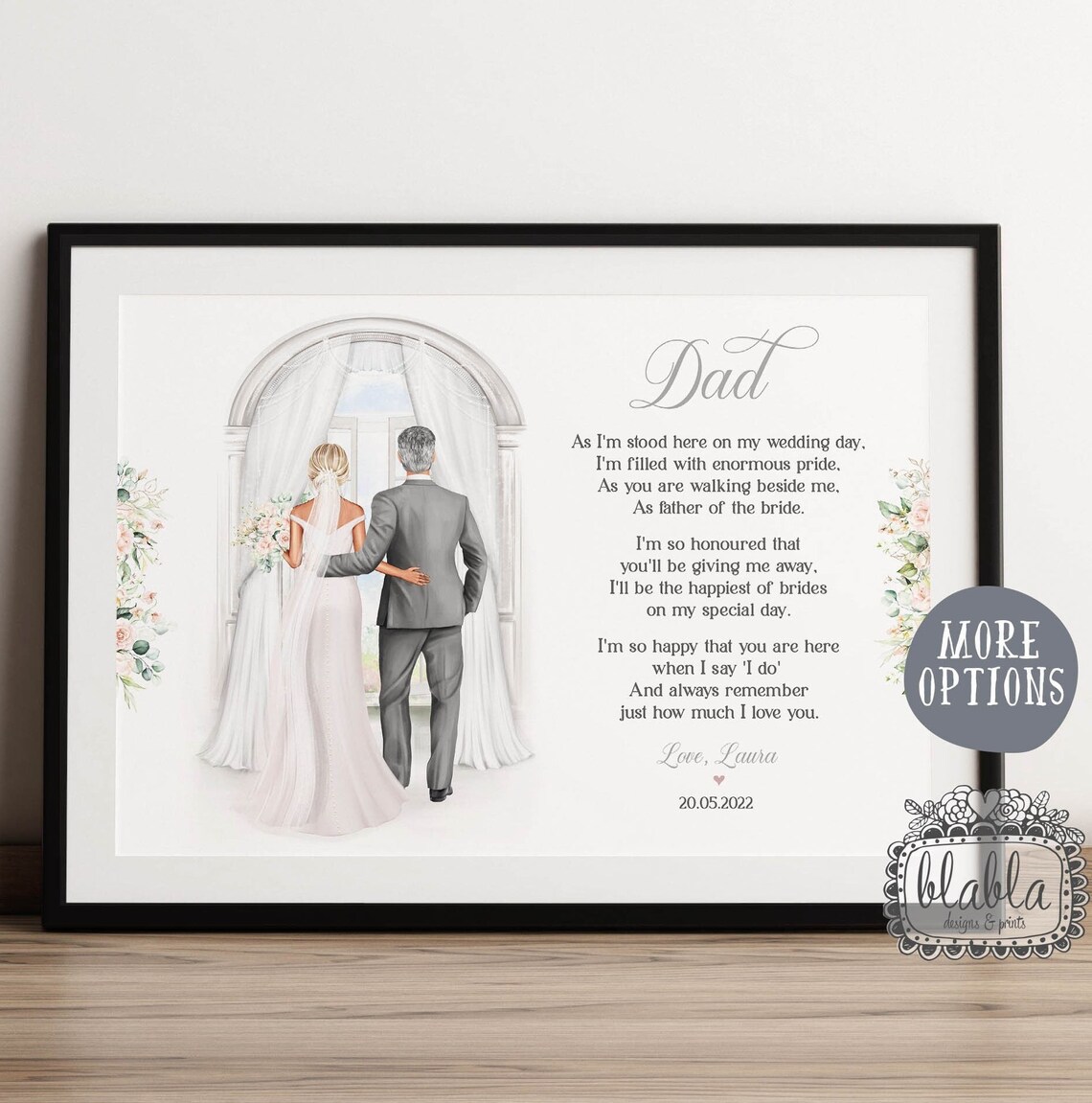 Personalised Father Of The Bride Poem Gift With Archway Scene Print