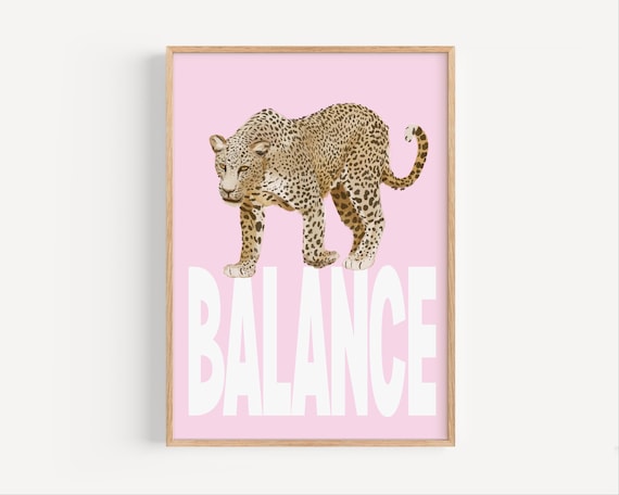 Leopard Balance Print Pink Jungle Animal Art
