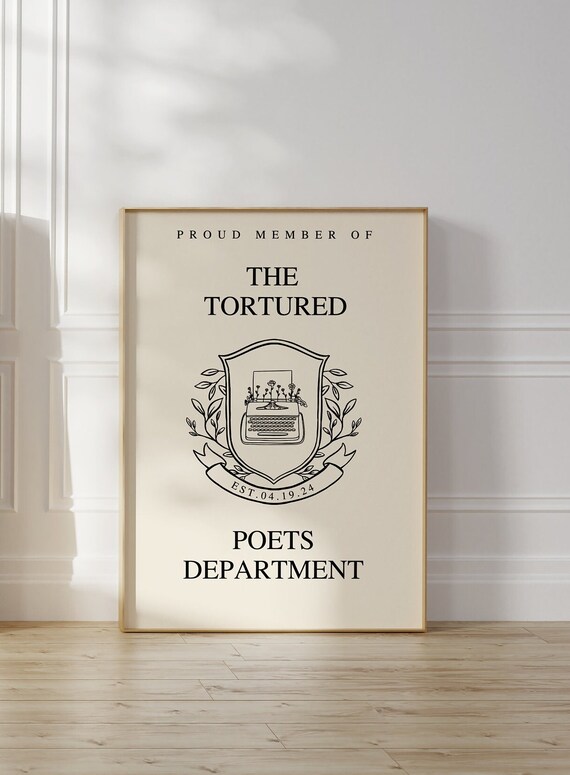 Tortured Poets Department Crest Minimalist Typography Music Fan Poster