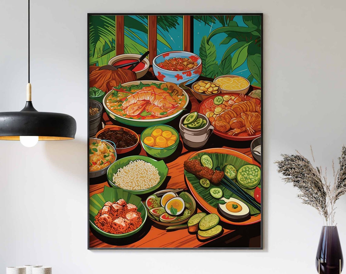 Food Print Filipino Food Poster Food Art Kitchen Decor Retro Wall Decor Kitchen Wall Art Vintage Filipino Food Wall Art Large Print