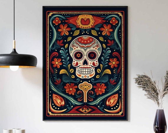 Mexican Art Skull Wall Art Mexican Print Mexican Poster Retro Decor Retro Art Print Vintage Poster Retro Wall Decor Skull Poster