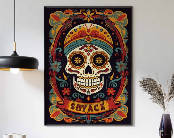 Mexican Art Skull Wall Art Mexican Print Mexican Poster Rustic Decor Skull Art Print Vintage Poster Rustic Wall Decor Skull Poster