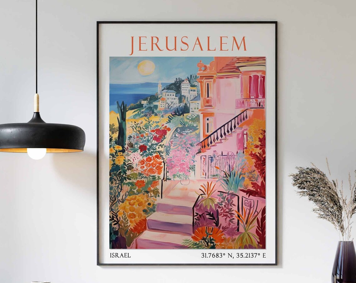 Jerusalem Travel Print Jerusalem Travel Poster Israel Wall Art Jerusalem Art Print Western Wall Art Travel Gift Israeli Travel Decor