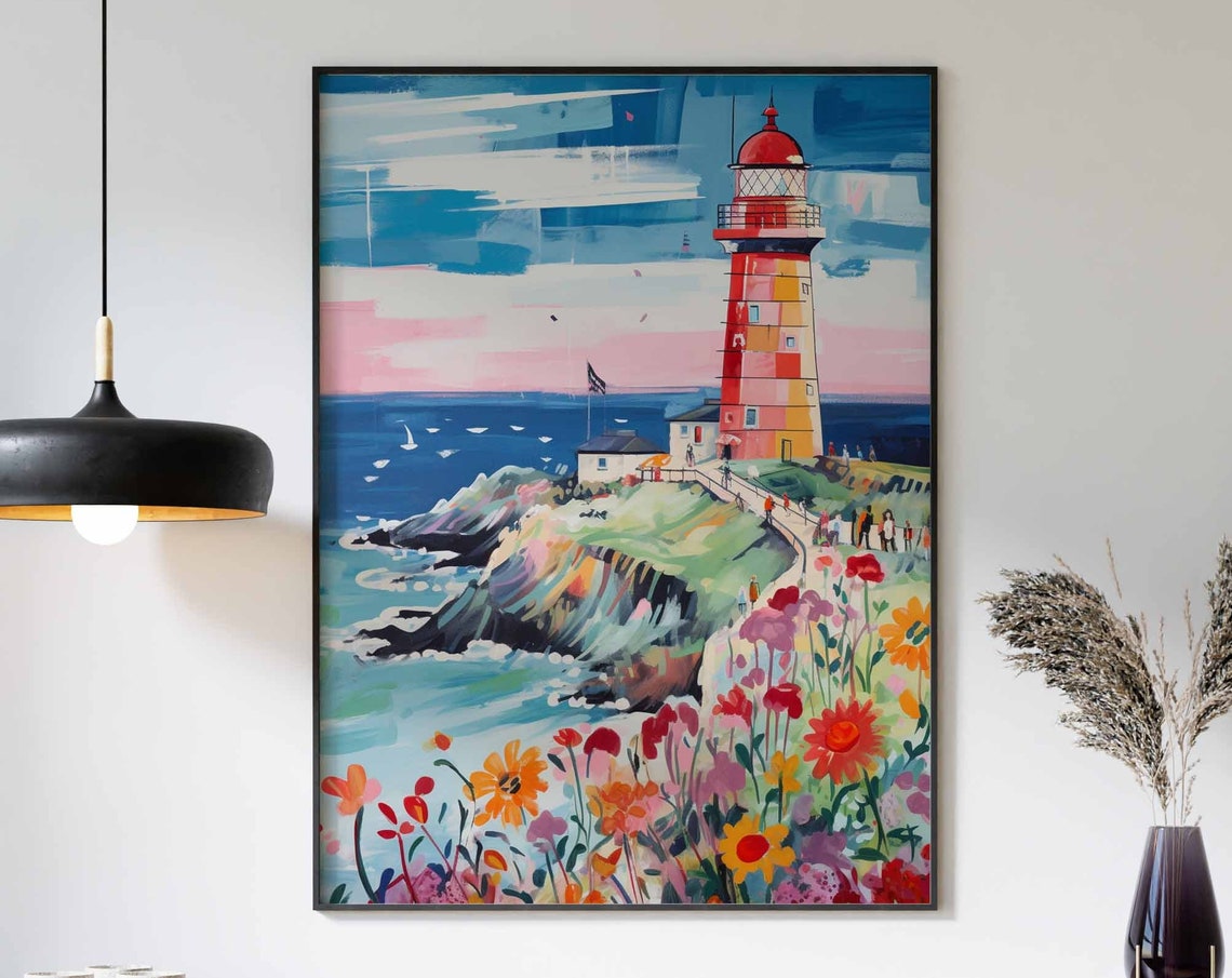 Boho Art Boho Print Rustic Lighthouse Art Bathroom Wall Art Rustic Coastal Dcor Boho Wall Art Seaside Art Vintage Lighthouse Poster