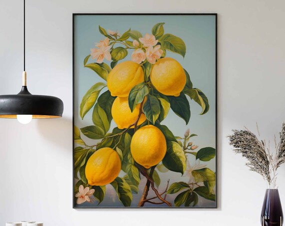 Food Print Lemon Tree Print Kitchen Dcor Kitchen Art Food Dcor Lemon Tree Wall Art Vintage Dcor Fruit Dcor Lemon Tree Poster