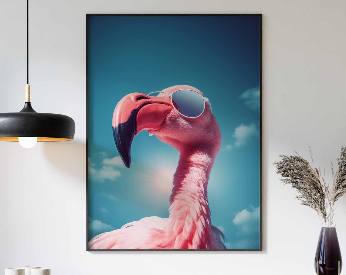 Flamingo Print Flamingo Poster Funny Flamingo Dcor Animal Print Animal Wall Art Flamingo In Sunglasses Print Modern Dcor Bird Print