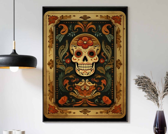 Mexican Art Rustic Wall Art Mexican Print Mexican Poster Rustic Decor Skull Art Print Vintage Poster Retro Poster Skull Poster