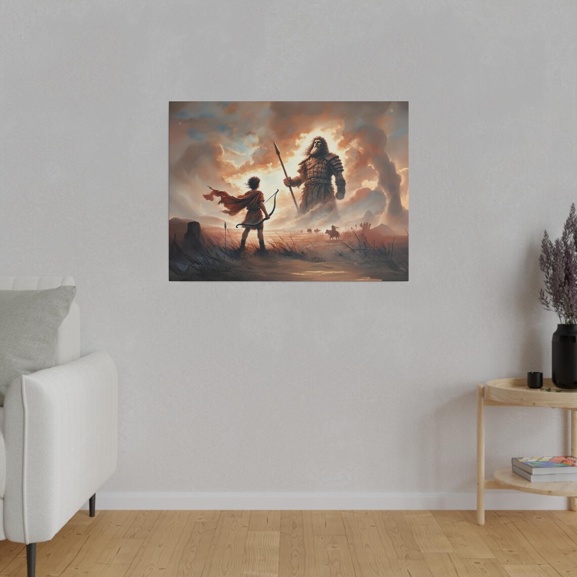 David and Goliath Watercolor Christian Wall Art Print - Image 3