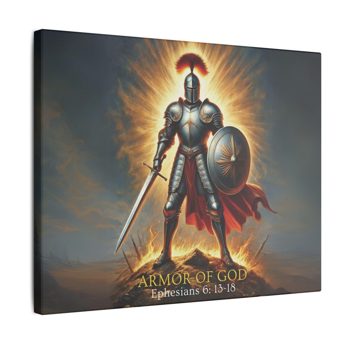 Fiery Knight In Armor Of God Ephesians 6:13-18 Warrior Poster