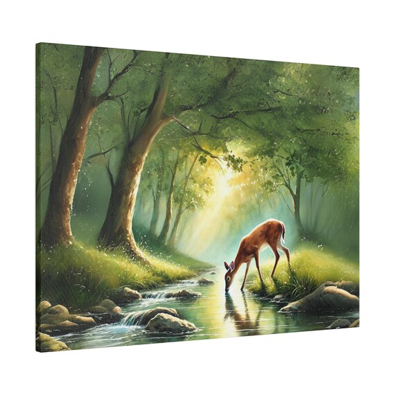 As The Deer Pants For Water Psalm 42 Forest Stream Bible Poster