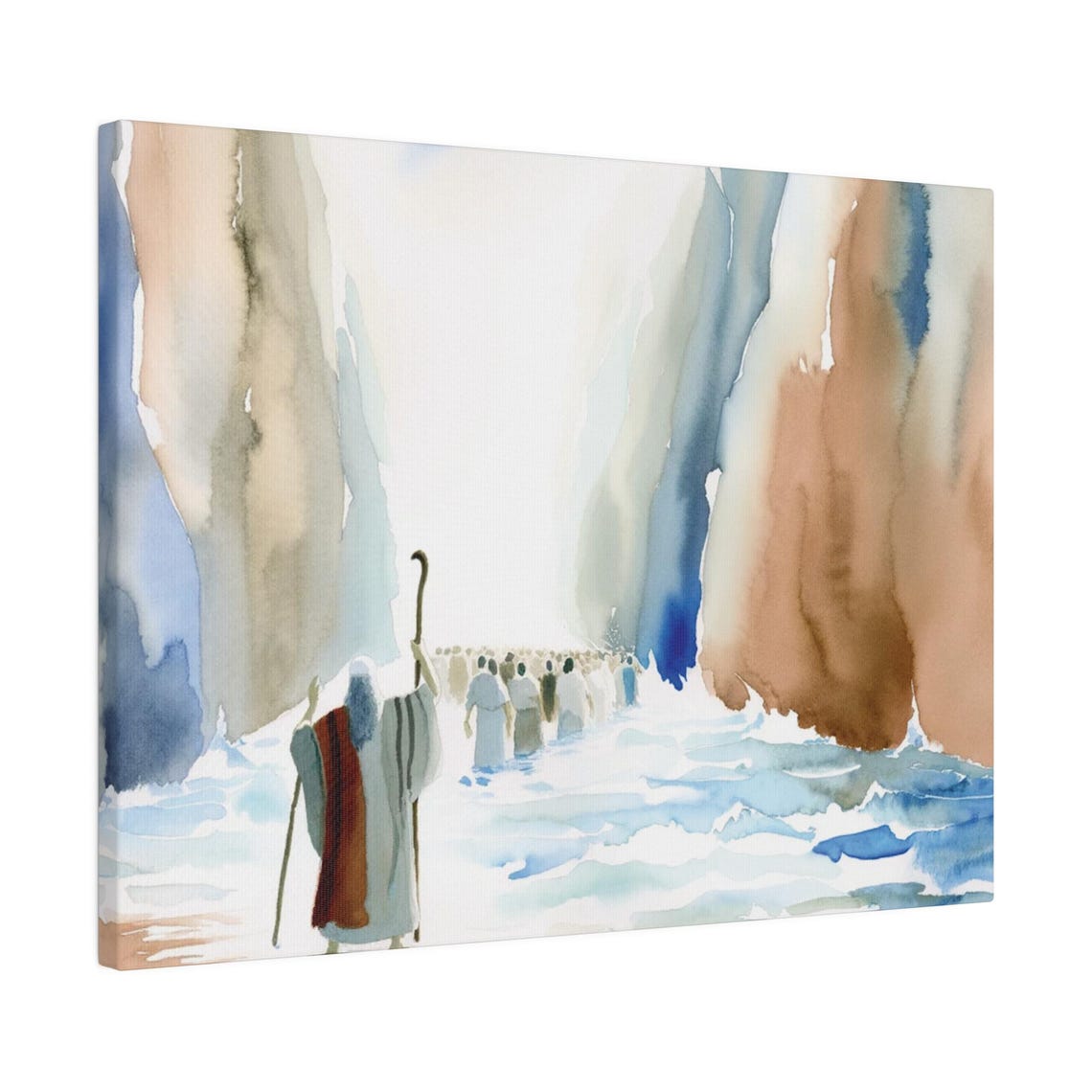 Soft Gentle Watercolor Moses Crossing The Red Sea Scene Poster
