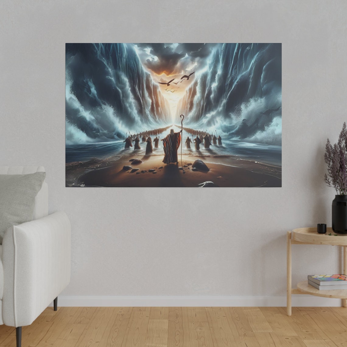 Moses Splitting The Red Sea Matte Print Christian Artwork From Bible Stories Fast Shipping - Image 4