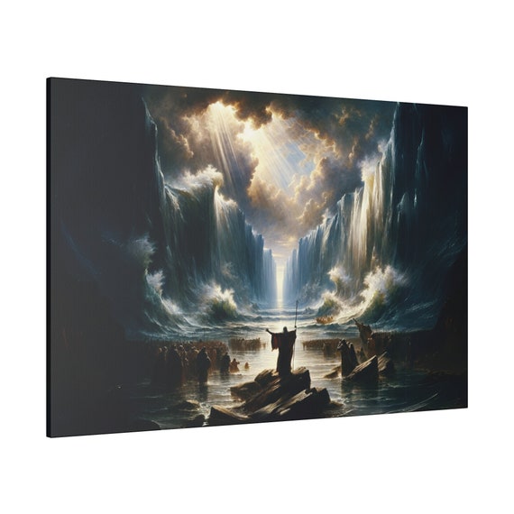 Moses Splitting The Red Sea Print Christian Artwork From Bible Stories Fast Shipping